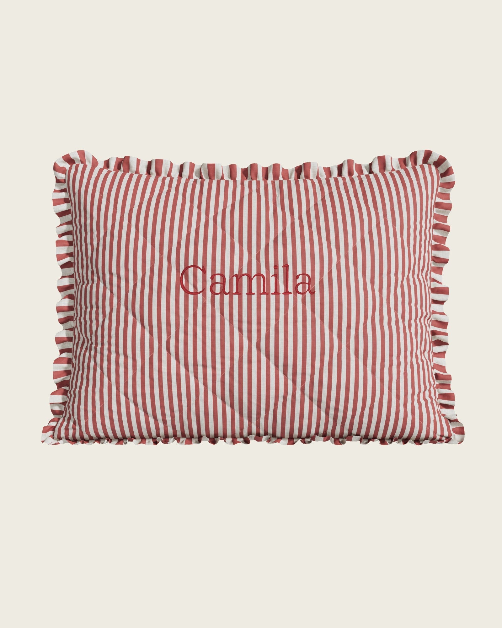 Ruffled Striped Personalized Twin Sham