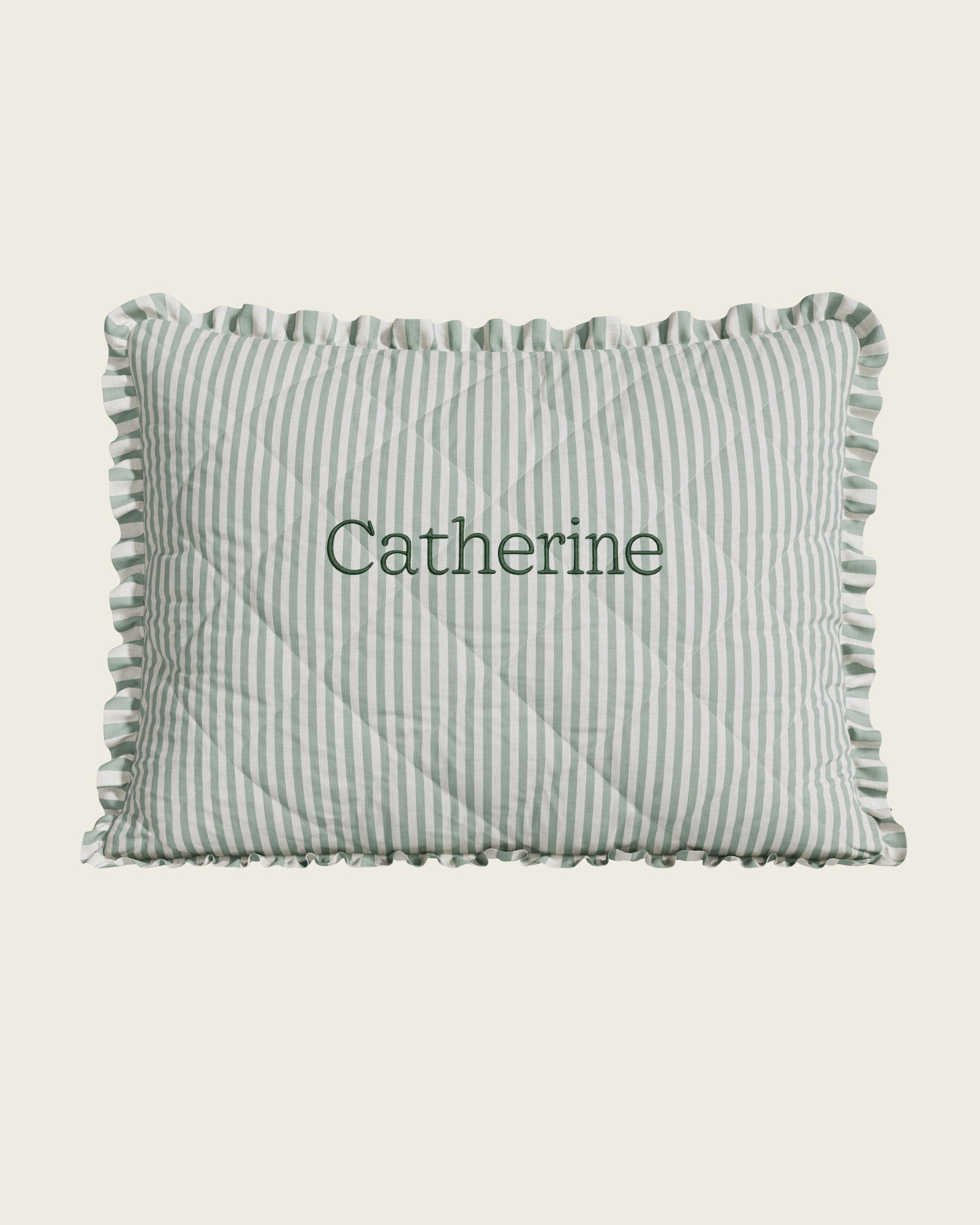 Ruffled Striped Personalized Twin Sham