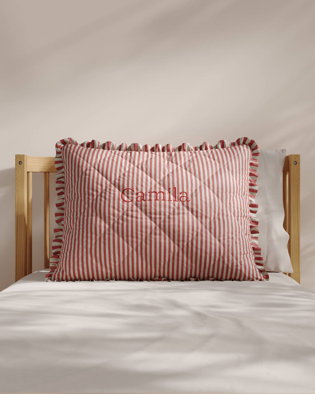 Ruffled Striped Personalized Twin Sham