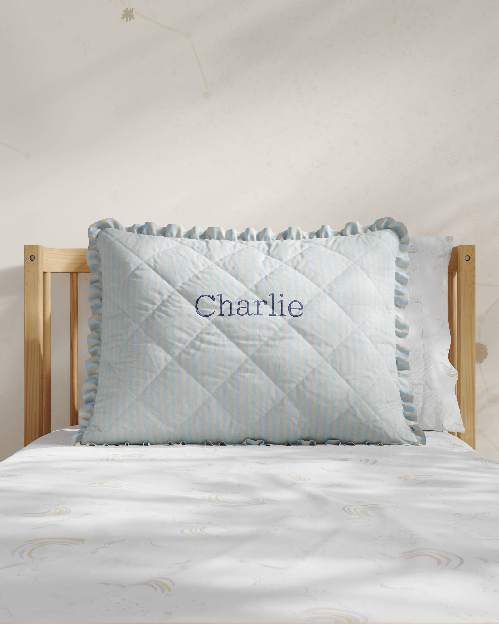 Ruffled Striped Personalized Twin Sham