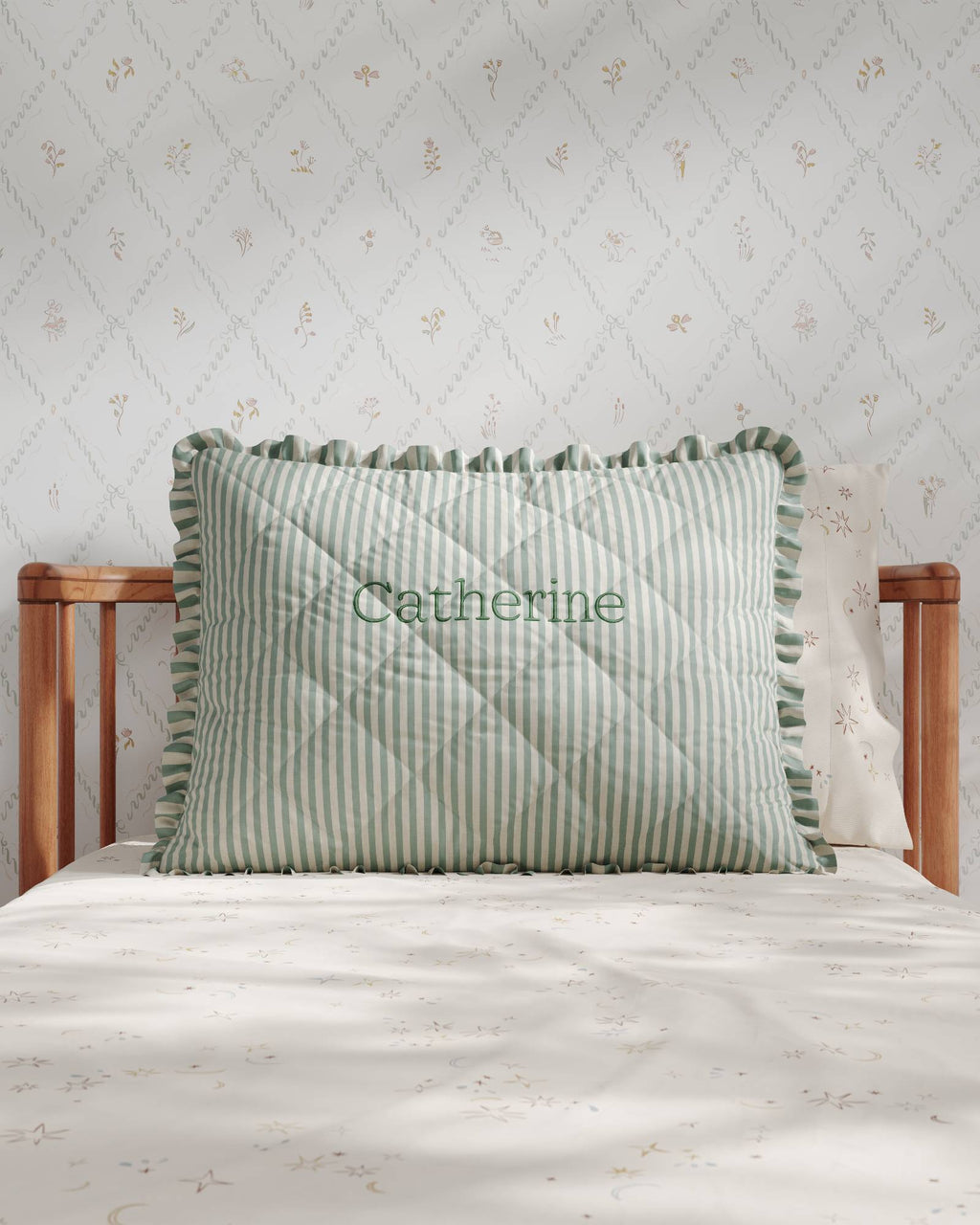 Ruffled Striped Personalized Twin Sham