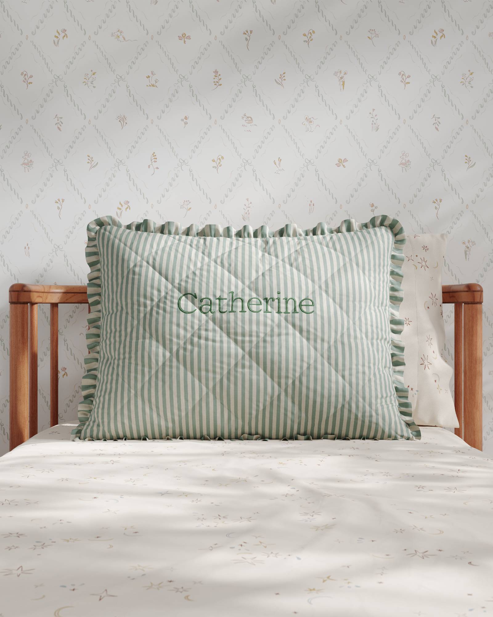 Ruffled Striped Personalized Twin Sham