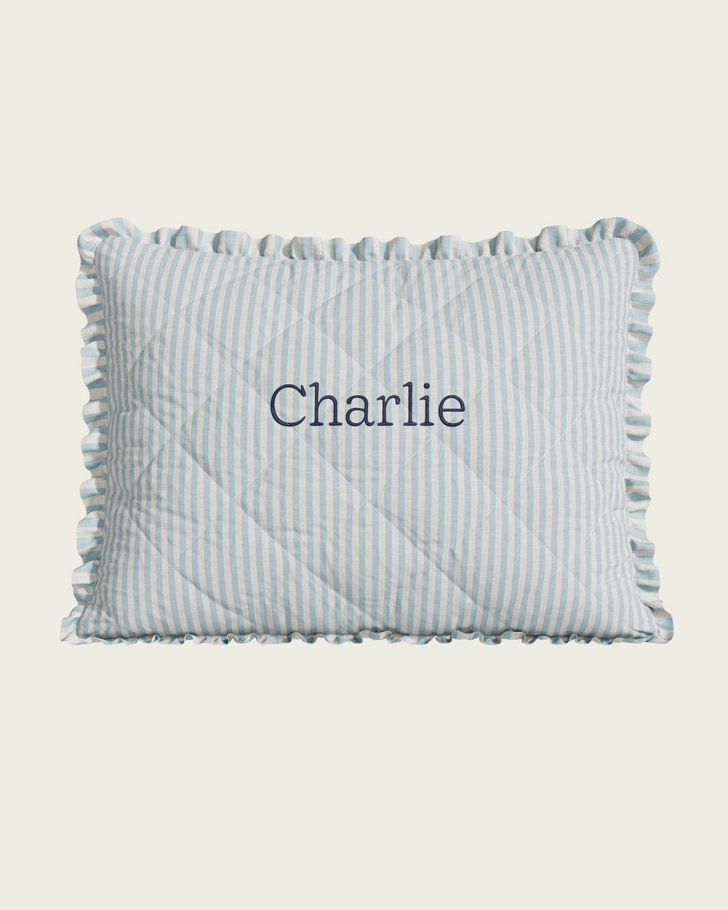 Ruffled Striped Personalized Twin Sham