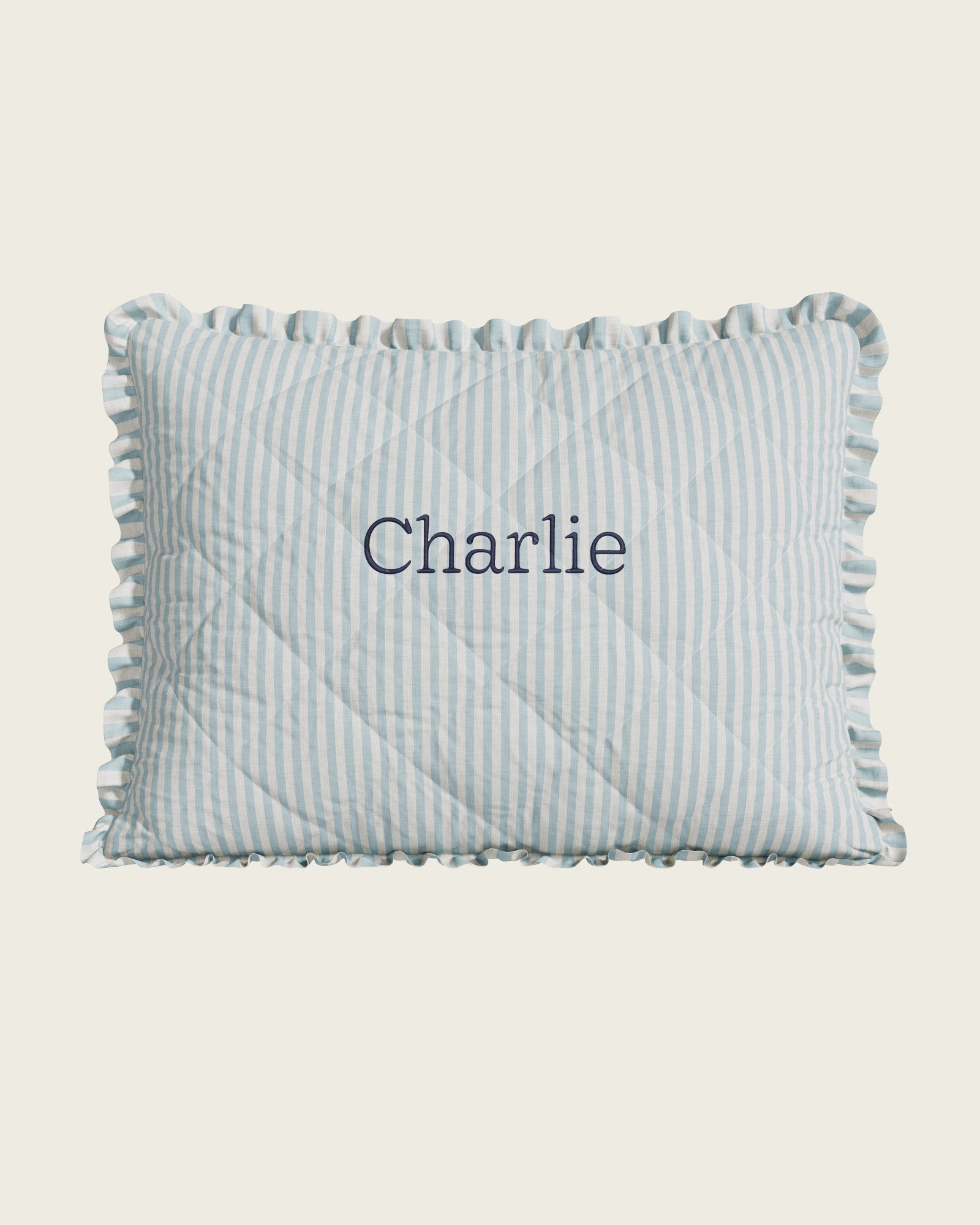 Ruffled Striped Personalized Twin Sham